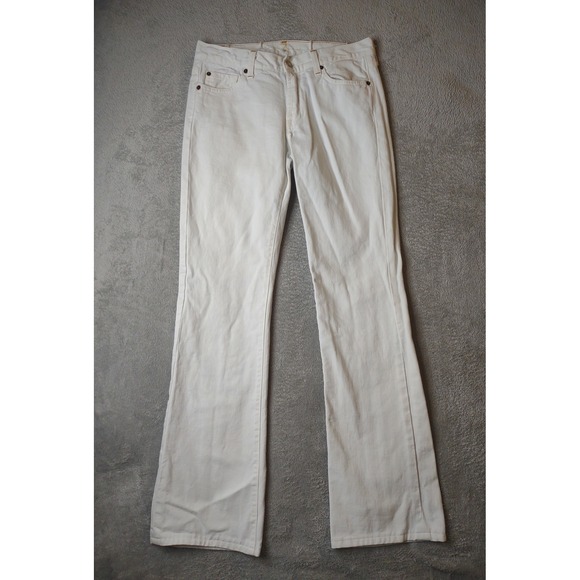 7 For All Mankind Flare Jeans Women's Size 28 White Denim Vintage Y2K Retro Boho - Picture 1 of 7